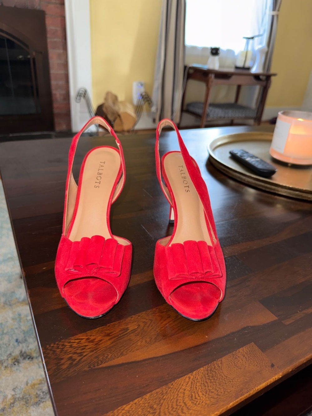 Talbots Red Suede Slingback Heels